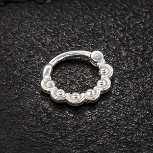 14K White Gold Daith Hoop, Daith Jewelry, Daith Earring, Clicker Daith Ring, Dainty Daith Earring Clicker, Indian Daith Hoop