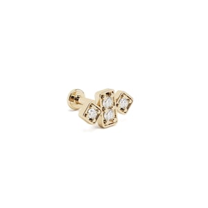 Diamond Labret Stud 14K Gold, Diamond Piercing, Cartilage Piercing, Internally Threaded, 16g Helix Stud Earring, Cartilage Jewelry