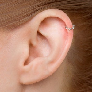 Sterling Silver Cartilage Earring Helix Earring Hoop Tragus Ring Daith Piercing Forward Helix Earring Tragus Earring