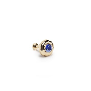 Sapphire Piercing, 14K Gold Tragus Earring, Tiny 2mm Sapphire Piercing Stud, Cartilage Labret, Internally Threaded, Helix Earring, Conch