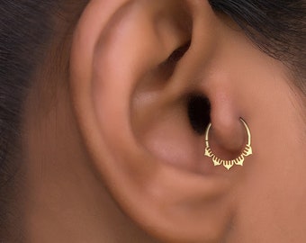 Minimalist Tragus Earring, Dainty Tragus Hoop, Indian Helix Hoop, Gold Cartilage Earring, Delicate Tragus Earring - 8mm Tragus Hoop