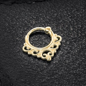 14K Gold Septum Ring, 16g Septum Hoop, Septum Piercing, Clicker Septum Jewelry, Tribal Septum Ring, 14K Solid Gold Septum, Septum Nose Ring