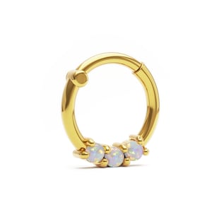 Opal Septum Ring 18K Gold Vermeil, Gemstone Septum Hoop, Septum Piercing, Opal Septum Clicker, Septum Jewelry, Minimalist Septum Ring