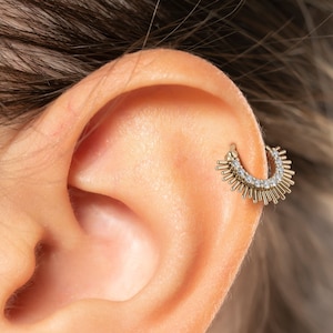 Gold Cartilage Earring, Gold Helix Hoop, Indian Helix Earring, Gold Cartilage Hoop, Cartilage Earring Hoop, Diamond Helix Hoop