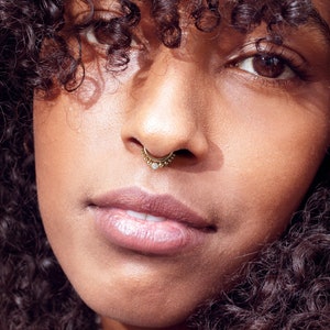 14k Gold Goth Septum Jewelry with Genuine Diamond, Septum Clicker, Septum Piercing, Gold Nose Hoop