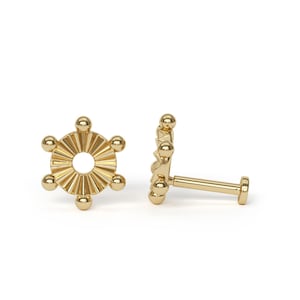 14K Solid Gold Stud Earring, 14K Solid Gold Labret Piercing, Cartilage Stud Earring, 14K Gold Internally Threaded Labret, Helix Earring