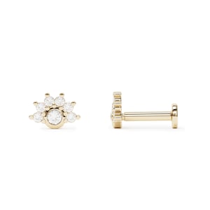 Diamant Helix Ohrstecker, Knorpel Piercing, 14K Gold Helix Schmuck, Echtgold Helix Ohrring, Diamant Piercing, 14k Massivgold Labret Piercing