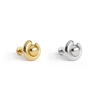 14K Solid Gold Stud Earring, 14K Solid Gold Labret Piercing, Cartilage Stud Earring, 14K Gold Internally Threaded Labret, Helix Earring