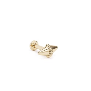 Helix Piercing Stud 14K Gold, 16G Flat Back Stud, 14K Gold Beaded Helix Stud, 14K Gold Piercing, Cartilage Jewelry, Small Gold Spike Stud