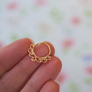 Gold Septum Ring, Septum Piercing, Gold Septum Ring, Tribal Septum Ring, Indian Septum Ring, Septum Jewelry, image 1