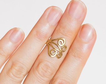 Knuckle Ring, Unique Midi Ring, Adjustable Ring, Stacking Midi Ring, Bohemian Jewelry