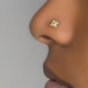 Gold Nose Stud, Indian Nose Stud, Tiny Nose Stud, Flower Nose Stud, L Shape