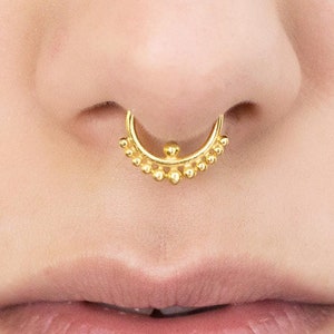 Indian Fake Septum Ring For Non Pierced Nose, Fake Nose Hoop, Tribal Faux Septum Ring No Piercing Needed