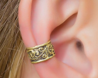 Gold Ear Cuff, Antique Cuff, Ear Cuff Non Pierced, Ear Cuffs Earring. Ear Cuff Gold