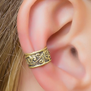 Gold Ear Cuff, Antique Cuff, Ear Cuff Non Pierced, Ear Cuffs Earring. Ear Cuff Gold