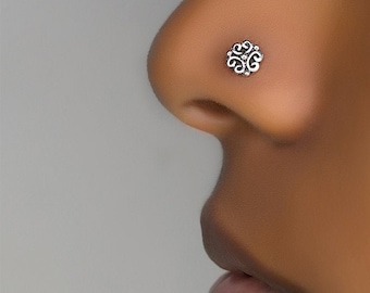 Nose Stud, Flower Nose Stud, Nose Ring Stud, Nose Piercing, India Nose Stud, L Shape