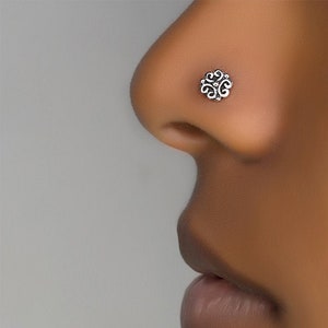 Nose Stud, Flower Nose Stud, Nose Ring Stud, Nose Piercing, India Nose Stud, L Shape