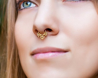 Fake Septum Ring, Faux Septum Ring, Gold Septum Ring, Indian Septum Ring, Septum Piercing, Septum Jewelry.