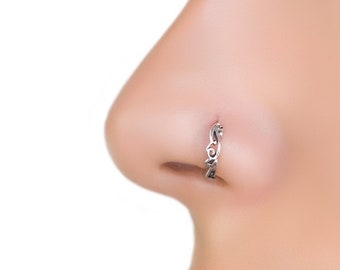 Aro para la nariz, aro para la nariz, anillo único para la nariz, anillo plateado para la nariz, joyería para la nariz, perforación de la nariz