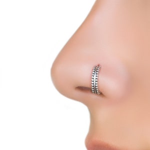 Anello al naso in argento, anello al naso tribale unico, piccolo cerchio, anello al naso in argento