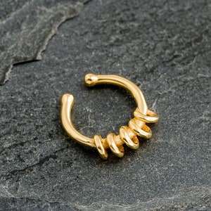 Tiny Fake Septum Ring for Non Pierced Nose, Faux Septum Hoop, Gold Septum Cuff, Faux Tribal Septum Ring, Fake Septum Piercing