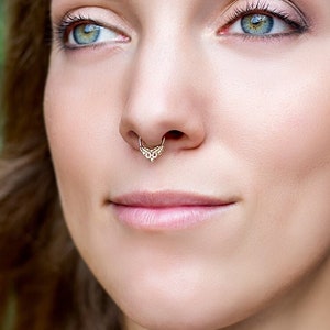Fake Indian Septum Ring, Faux Septum Ring, No Piercing Septum Jewelry, Gold Fake Septum Hoop