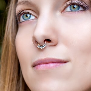 Ethnic Fake Septum Ring, Tiny Fake Septum Jewelry, Sterling Silver Septum Ring For Non Pierced Nose