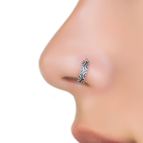 Unique Nose Ring, Tribal Nose Jewelry, Nose Piercing, Silver Nose Ring, Nose Hoop
