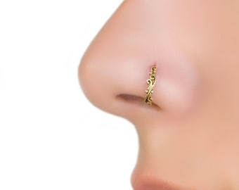 Gold Nose Ring, Gold Hoop, Nose Hoop, Indian Nose Ring, Nose Jewelry, Tribal Piercing