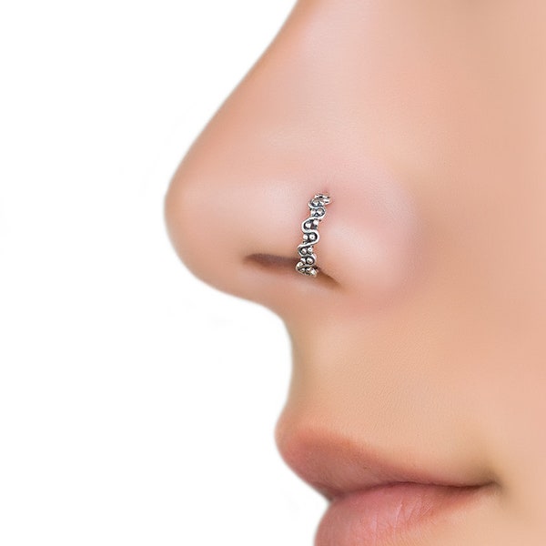 Nose Ring Hoop, Unique Nose Ring, Tiny Hoop, Silver Nose Ring