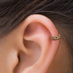 Helix Earring, Gold Chain Helix Hoop, Cartilage Piercing, Helix Hoop Ring, Helix Jewelry, Punk Cartilage Earring, Clicker Helix Hoop