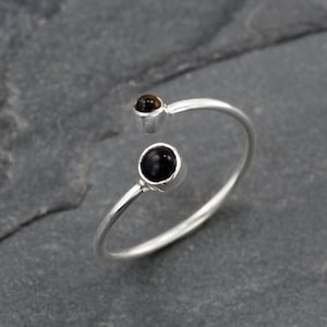 Gemstone Toe Ring, Silver Toe Ring, Adjustable Toe Ring, Fitted Toe Rings, Foot Jewellery, Tiger Eye & Black Onex Toe Ring