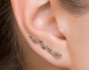 Grimpeur d’oreille, grimpeurs d’oreille d’or, boucle d’oreille d’escalade, boucles d’oreilles Ear Crawler