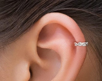 Ear Cuff Sterling Silver, Leaf Ear Cuff, Ear Wrap, Boho Jewelry, Adjustable Ear Cuff, Non Piercing Helix Earring, No Piercing