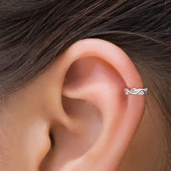 Ear Cuff Sterling Silver, Leaf Ear Cuff, Ear Wrap, Boho Jewelry, Adjustable Ear Cuff, Non Piercing Helix Earring, No Piercing