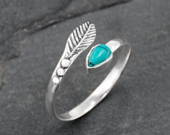 Silver Toe Ring, Toe Rings For Woman, Turquoise Toe Ring, Fitted Toe Ring, Open End Ring, Mid Ring, Knuckle Ring