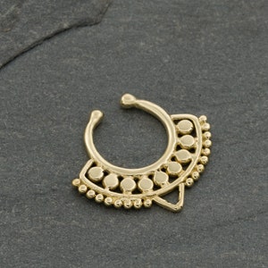Faux Clip On Gold Septum Ring for Non Pierced Nose, Faux Septum Ring, Tribal Septum Clip, Faux Septum Piercing, Fake Septum Jewelry