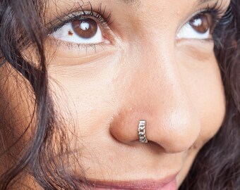 Silver Chain Nose Ring, Nose Ring Hoop, Clicker Nose Ring, Nose Piercing Jewelry, Unique Nose Hoop, Chain Nose Hoop, Punk Nose Jewelry