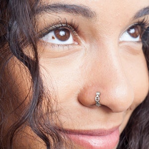 Nose Hoop, 925 Silver Nose Ring Hoop, Chain Nose Ring, Nose Piercing Jewelry, Punk Nose Hoop, Clicker Nose Ring, Statement Nose Ring
