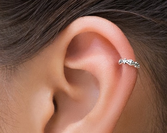 White Gold Helix Earring, Gold Helix Piercing, Cartilage Earring, Gold Helix Earring, Gold Helix Hoop, Helix Ring, Unique Helix Hoop
