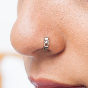 Nose Ring, Nose Ring Hoop 925 Silver, Chain Nose Ring, Nose Piercing Jewelry, Unique Nose Hoop, Clicker Nose Hoop, Modern Nose Ring