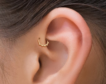 Forward Helix Hoop, Snug Fit, Tiny Helix Ring, Minimalist Helix Earring, Dainty Cartilage Hoop, Lotus Cartilage Ring, Gold Hoop Earring