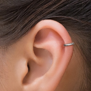 Helix Ring, Silver Croissant Hoop, Clicker Cartilage Earring, Helix Hoop Clicker, Minimalist Cartilage Ring, Helix Jewelry, Piercing Jewelry