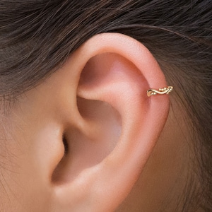 Snug Fit Helix Hoop, Granulated Hoop Earring, Gold Helix Ring, Cartilage Earring, Gold Bead Hoop Ring, Tribal Piercing, Tragus Piercing