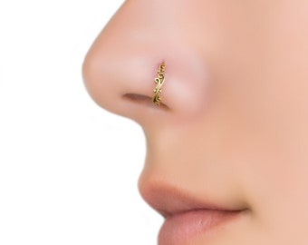 Solid Gold Nose Ring, 14k Gold Nose Ring, Solid Gold Hoop, Nose Hoop, Indian Nose Ring, Nose Jewelry