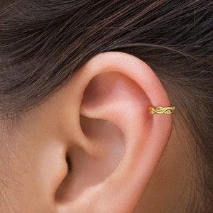 Ear Cuff 18K Gold Vermeil, Unique Leaf Ear Cuff, Ear Wrap, Boho Jewelry, Adjustable Ear Cuff, Non Piercing Helix Earring, No Piercing