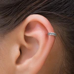 Silver Helix Earring, Braid Hoop Earring, Helix Hoop, Helix Jewelry, Cartilage Hoop Earring, Clicker Cartilage Piercing