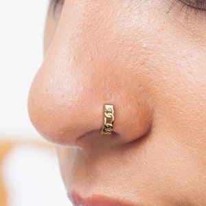 Gold Chain Nose Hoop, Nose Piercing, Nose Hoop Ring, Nose Jewelry, Punk Nose Ring, Clicker Nose Hoop, Edgy Nose Ring, Unique Nose Ring