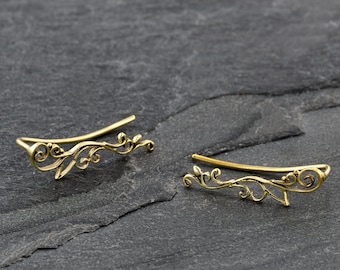 Ear Climber Earrings, Gold Ear Climber, Ear Climber, Ear Crawler Earrings