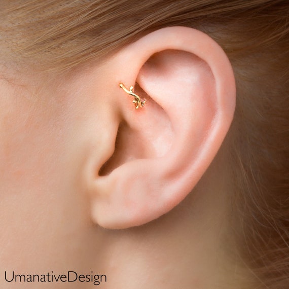 Delicate Real Solitaire Tragus Stud Piercing Gold Helix Stud -  Israel